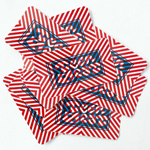 Teen-Beat adhesive sticker eighth edition, red stripes and light blue logo